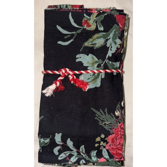 April Cornell Other - APRIL CORNELL MERRY BLACK RED ANTIQUE FLORAL VIBRANT 8 SQUARE NAPKINS 15X15 NEW